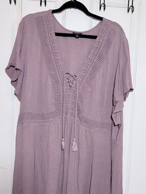 Torrid Lace-Detail Boho Blouse in Dusty Mauve